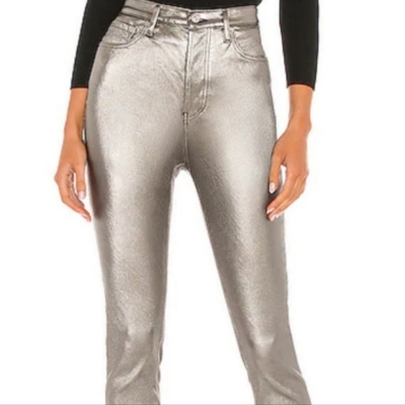 Free People Denim - Free People Phoenix Coated Silver Metallic Jeans 30